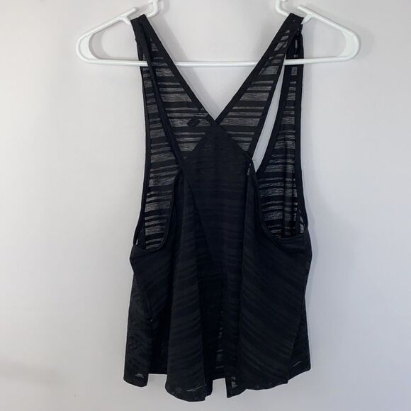 Onzie Sheer Black Cropped Tank Top Crossover Back - Picture 12 of 14